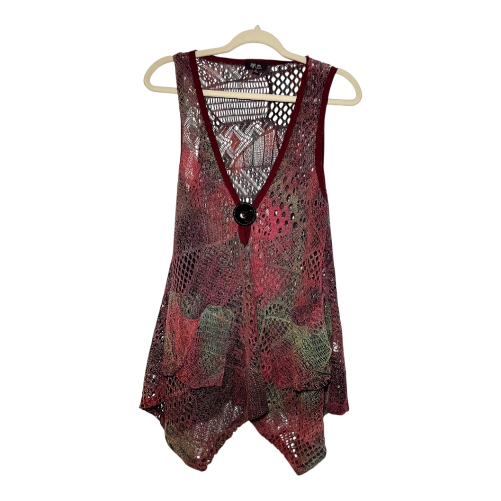 Lily By Firmiana Crochet Boho Flowy Vest Women's Small